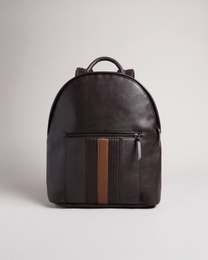 Black Ted Baker Esentle Striped PU Men's Backpacks | 725946-EOP