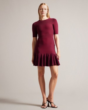 Black Ted Baker Josafee Fit and Flare Knitted Women's Dress | 518496-OZQ