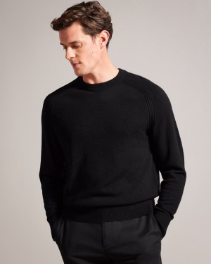 Brown Ted Baker Glant LS Cashmere Cable T Crew Neck Men's Sweaters | 857962-DGE