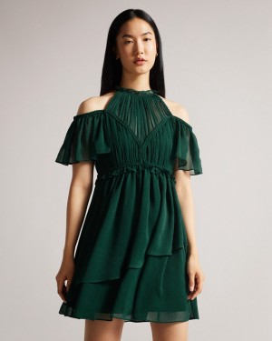 Green Ted Baker Poppio Rope Detail Mini Women's Dress | 438012-VYE