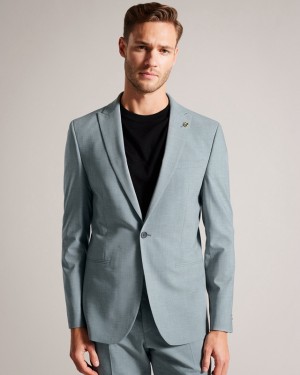 Grey Ted Baker Benonjs Seafoam Sharkskin Men's Jackets | 063781-TYO