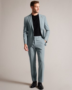 Grey Ted Baker Benonts Seafoam Sharkskin Men's Suit | 587419-GNO