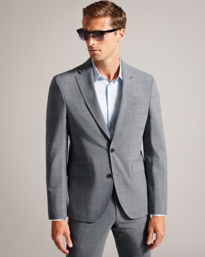 Grey Ted Baker Extonj Pow Check Men's Suit | 816304-WOY