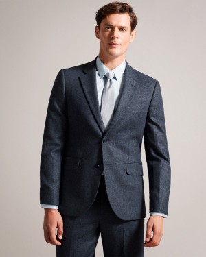 Navy Ted Baker Arthurj Wool Blend Twill Men's Jackets | 602385-AJB