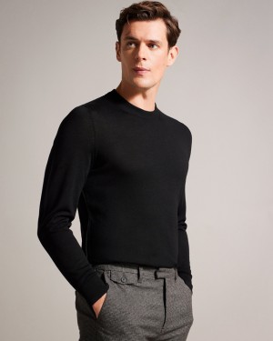 Navy Ted Baker Carnby LS Core Crew Neck Men's Sweaters | 460531-DNP