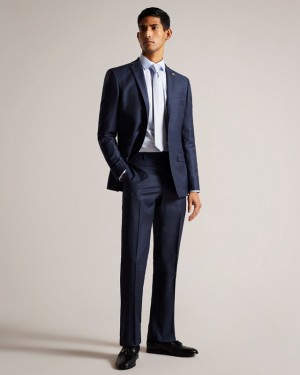 Navy Ted Baker Cromts Navy Choc Check Men's Pants | 980342-YXE