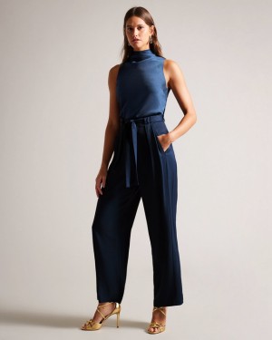 Navy Ted Baker Jemmiah Wide Leg Women's Pants | 536298-SGP