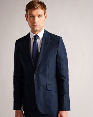 Navy Ted Baker Lancej Slim Fit Organic Fibre Men's Jackets | 280596-IAZ