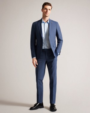 Navy Ted Baker Raitht Tweedy Men's Pants | 714028-OCX