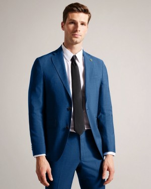 Navy Ted Baker Siouxj Navy Sharkskin Men's Jackets | 521874-BAC