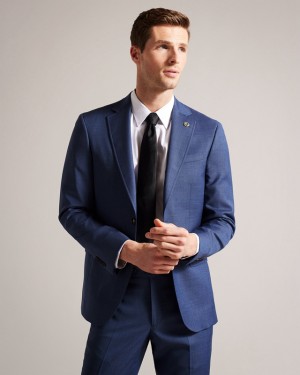 Navy Ted Baker Upsalaj Mix Men's Suit | 796124-MAC