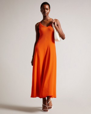 Orange Ted Baker Marrlyy Rib Knit Maxi Women's Dress | 504798-OYE