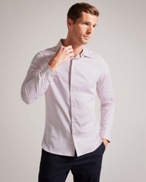 Pink Ted Baker Faenza LS Geo Men's Shirts | 409851-WTZ