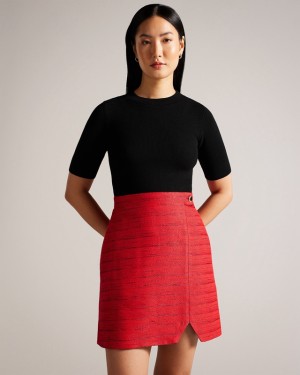 Red Ted Baker Bailea Mini Mockable Women's Dress | 182074-VUT