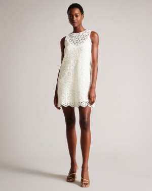 White Ted Baker Nellla Crochet A Line Shift Women's Dress | 570186-IFS