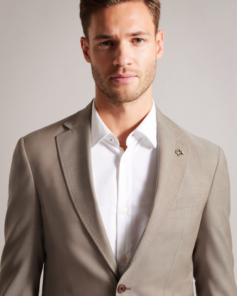 Beige Ted Baker Alconaj Natural Sharkskin Men's Jackets | 069372-HFX