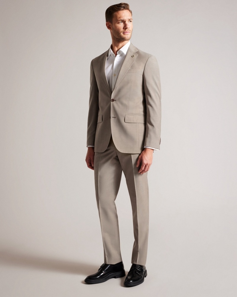 Beige Ted Baker Alconaj Natural Sharkskin Men's Jackets | 069372-HFX