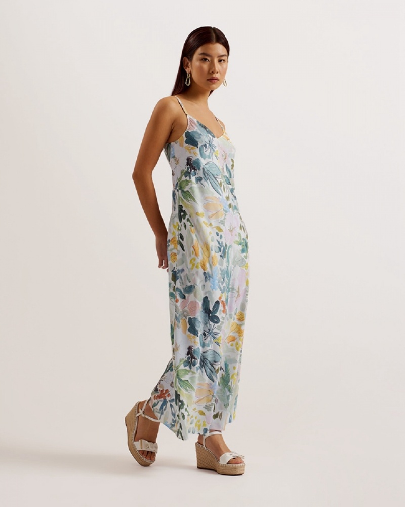 Black Ted Baker Adamela Double Layer Slip Midi Women's Dress | 924105-OVH