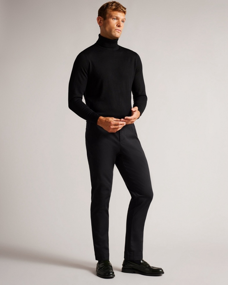 Black Ted Baker Ainger RWS Merino Wool Roll Neck Men's Sweaters | 084127-WNC