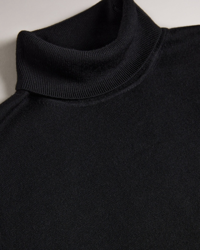 Black Ted Baker Ainger RWS Merino Wool Roll Neck Men's Sweaters | 084127-WNC