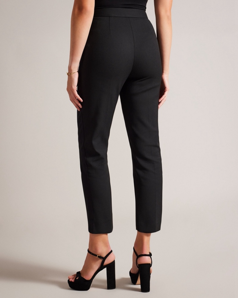 Black Ted Baker Ariaalt Tuxedo Pats with Side Zips Women's Pants | 516784-EUN