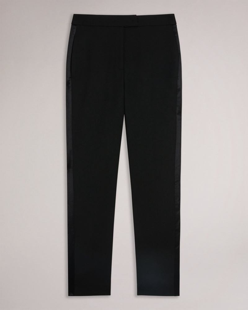 Black Ted Baker Ariaalt Tuxedo Pats with Side Zips Women's Pants | 516784-EUN