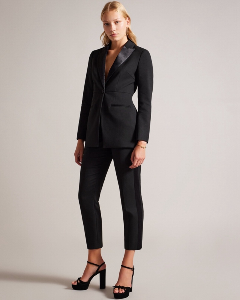 Black Ted Baker Ariaalt Tuxedo Pats with Side Zips Women\'s Pants | 516784-EUN