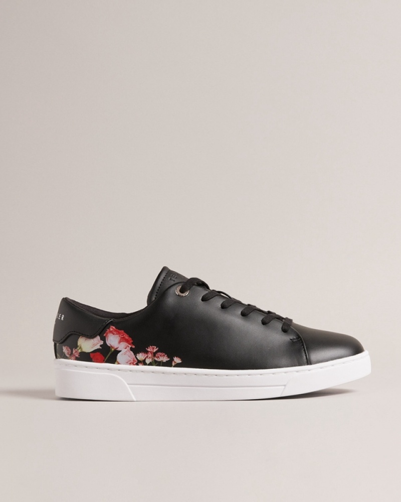 Black Ted Baker Arlita Floral Printed Cupsole Women\'s Sneakers | 385721-BMS