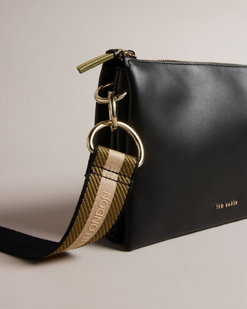 Black Ted Baker Darceyy Branded Webbing Women's Crossbody Bag | 081352-PBS