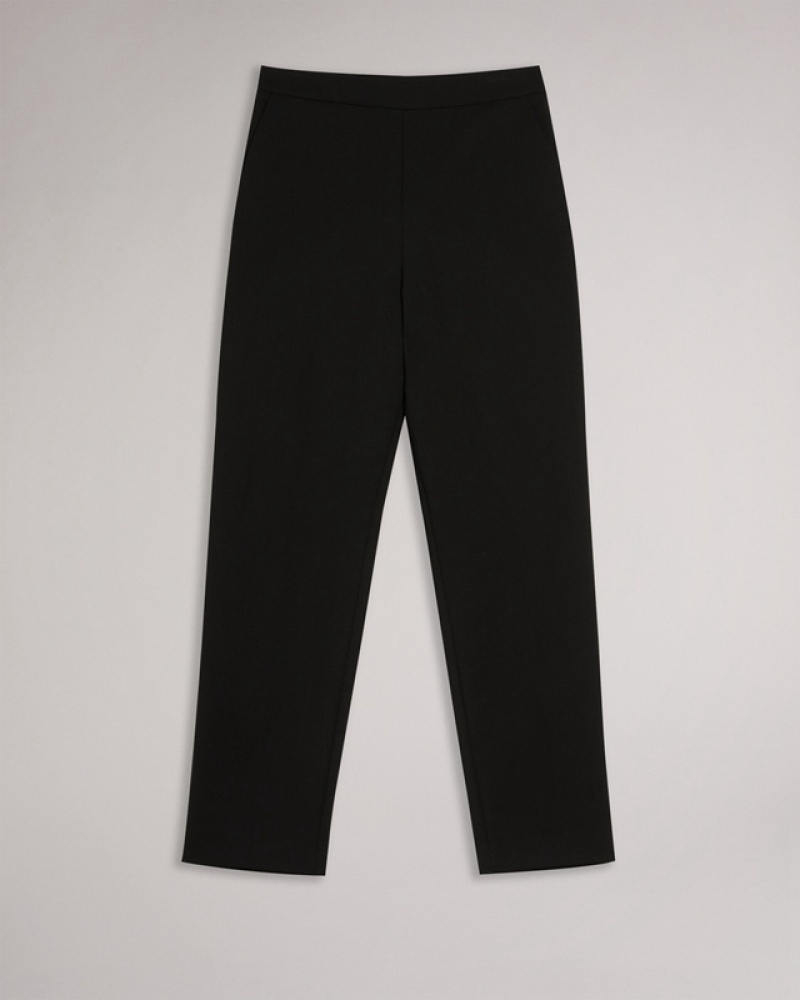 Black Ted Baker Devana Flat Front Tapered Leg Women's Pants | 859467-ZKJ