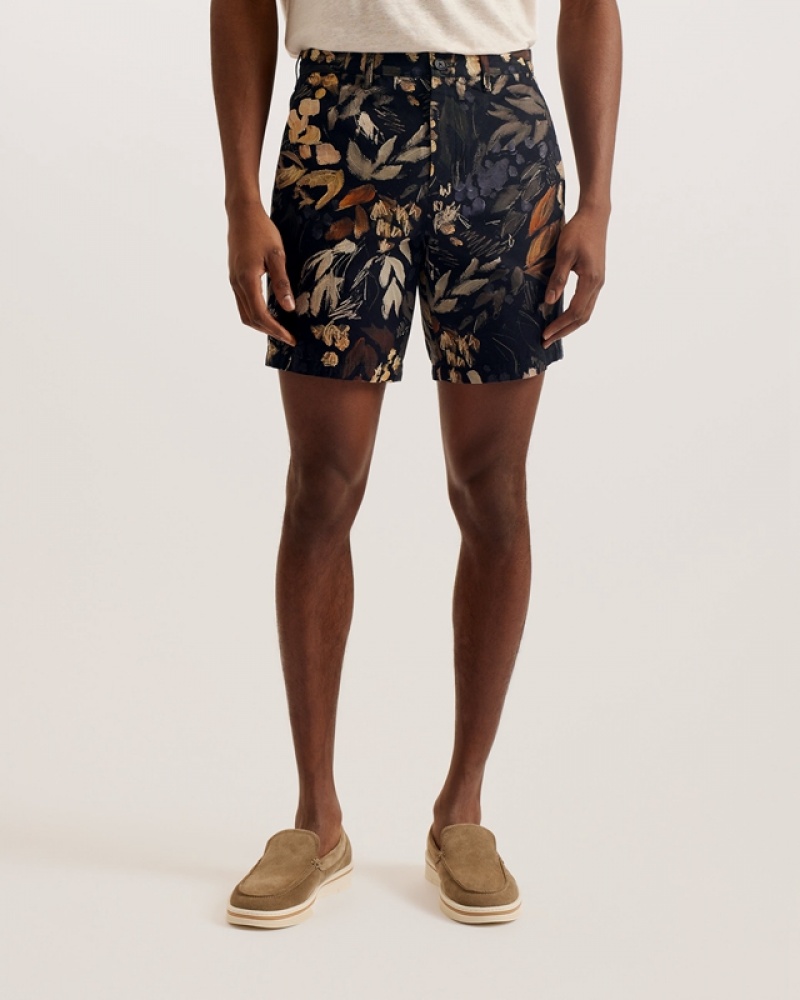 Black Ted Baker Emilios Printed Floral Men's Shorts | 107529-BAY