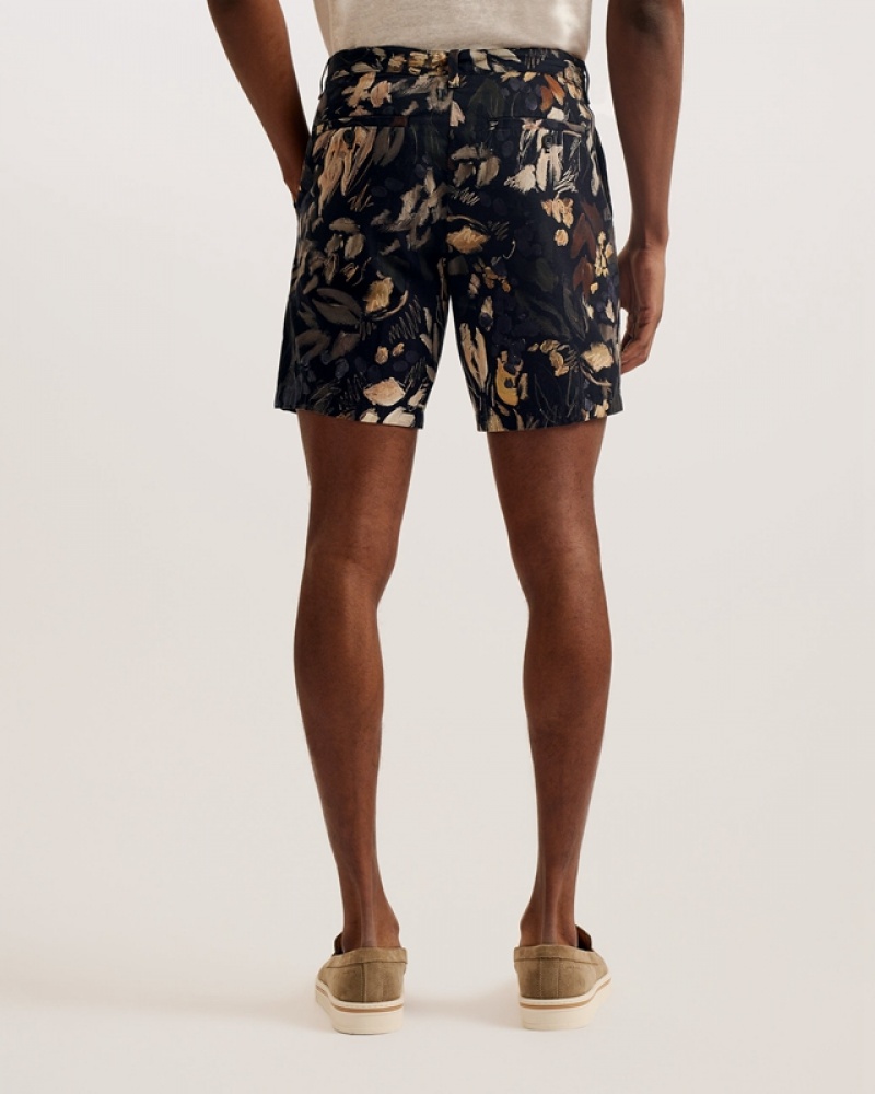 Black Ted Baker Emilios Printed Floral Men's Shorts | 107529-BAY