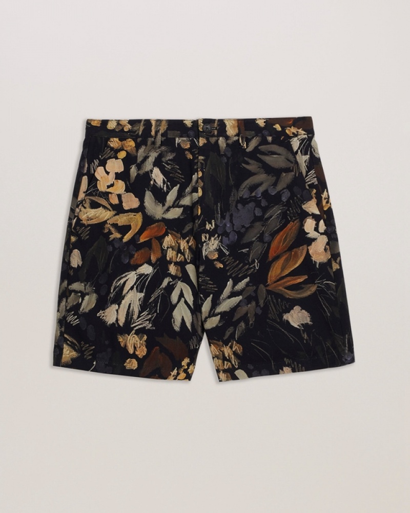 Black Ted Baker Emilios Printed Floral Men's Shorts | 107529-BAY