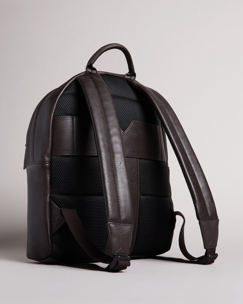 Black Ted Baker Esentle Striped PU Men's Backpacks | 725946-EOP