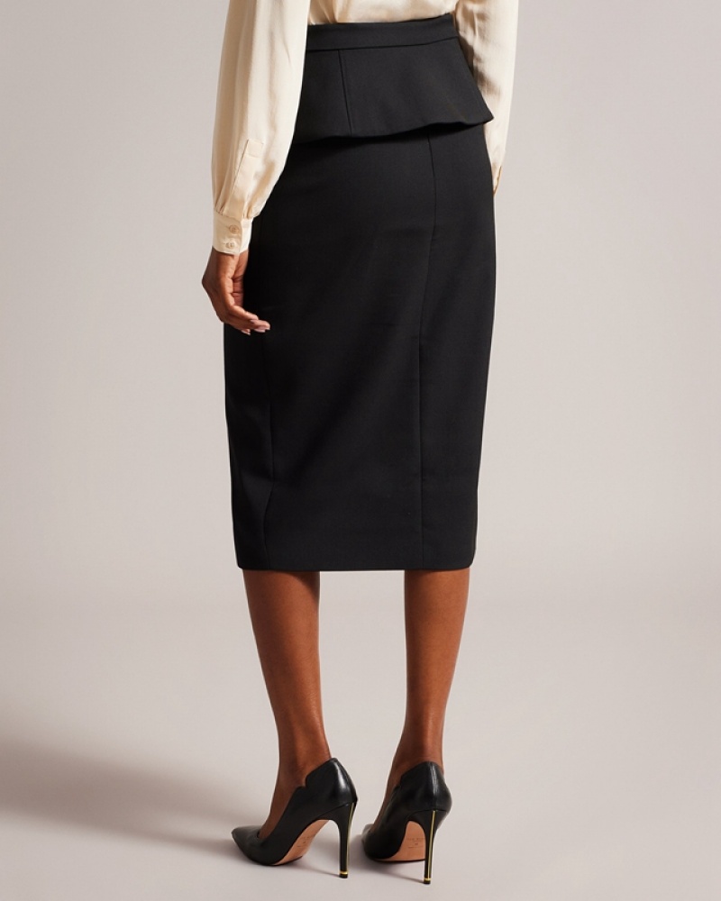 Black Ted Baker Floreei Slimline Midi Women's Skirts | 203495-JXW