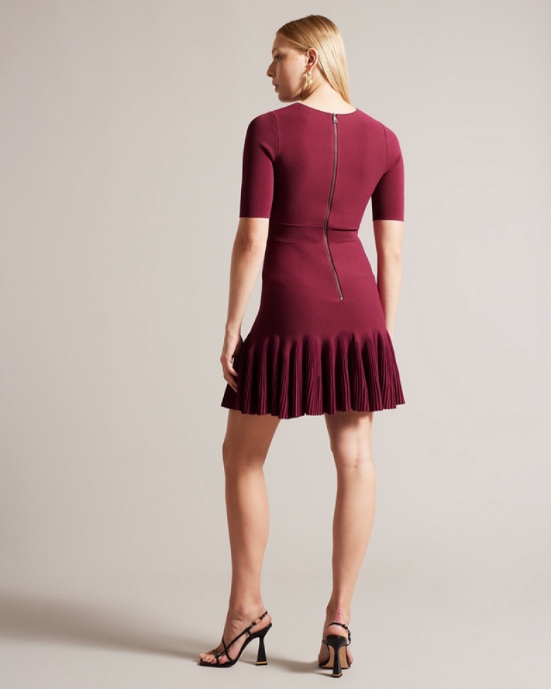 Black Ted Baker Josafee Fit and Flare Knitted Women's Dress | 518496-OZQ