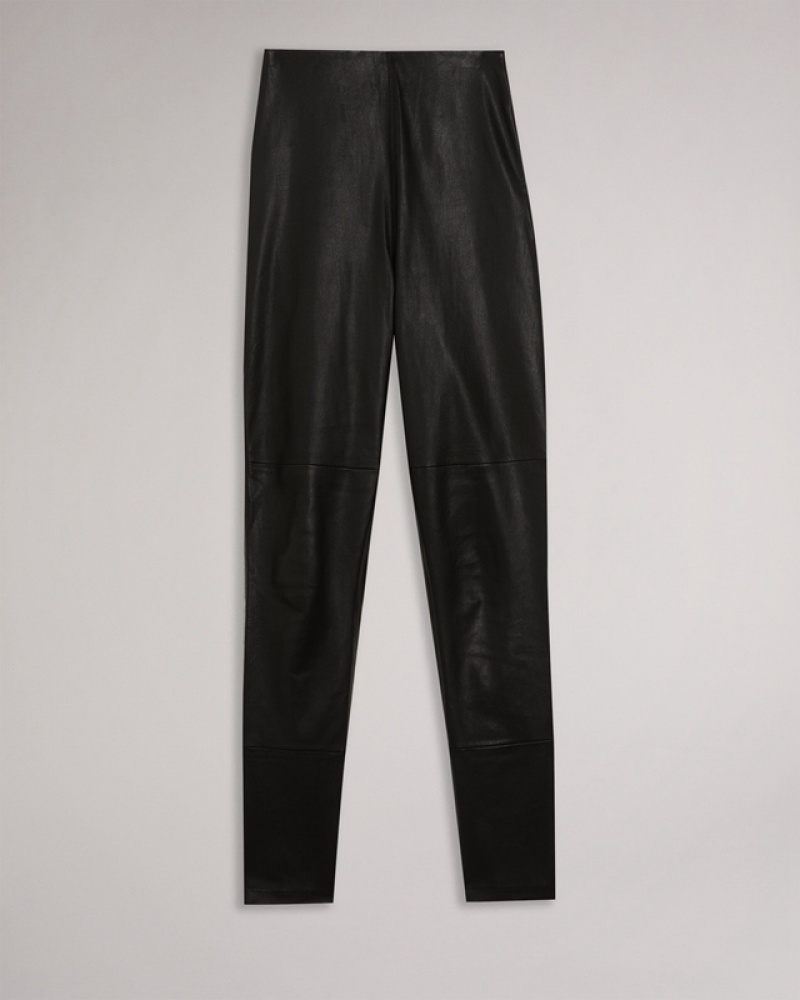 Black Ted Baker Kirrenn Stretch Leather Women's Leggings | 421967-LSQ