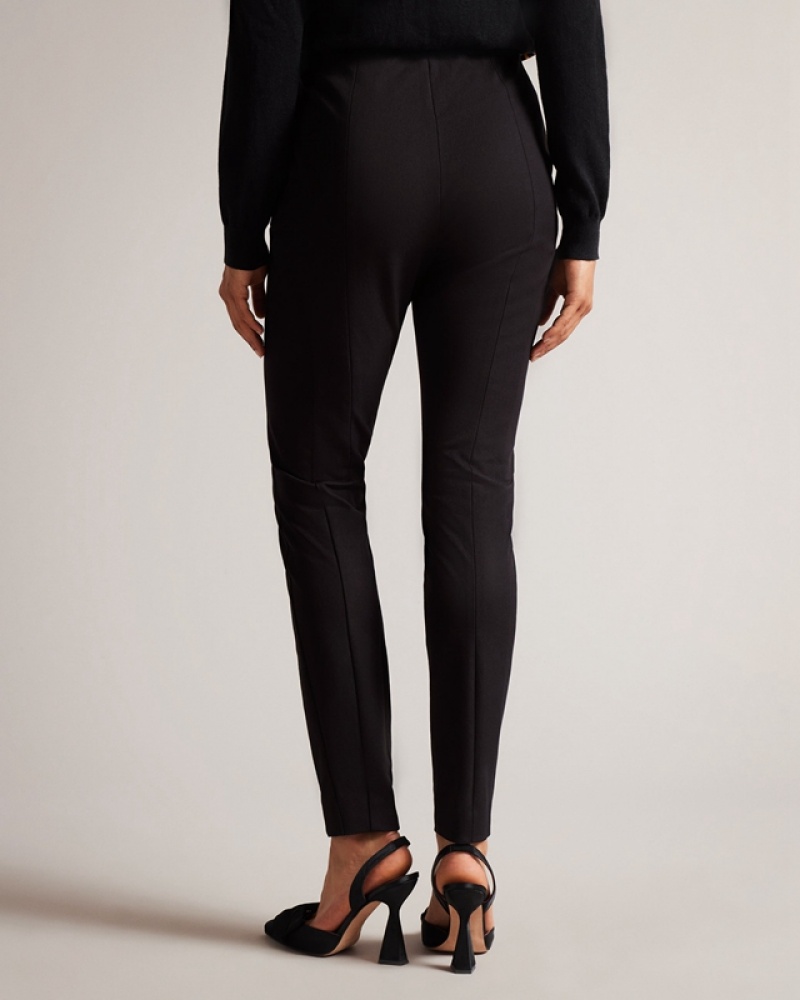 Black Ted Baker Liroi High Waisted with Faux Popper Detail Women's Leggings | 546201-GBQ