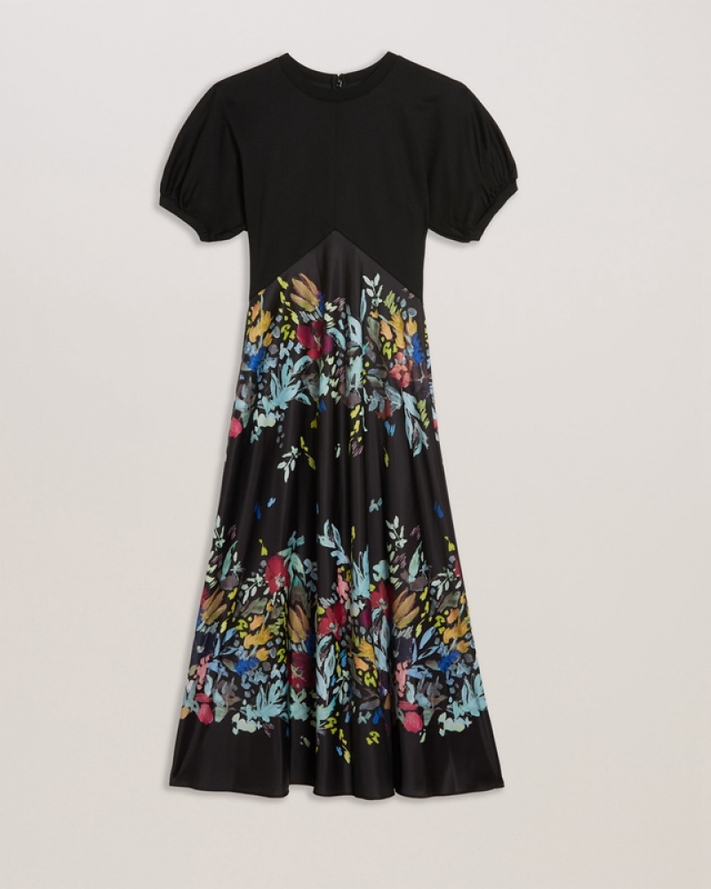 Black Ted Baker Maulina Ponte With Midi Women's Dress | 142803-SKU