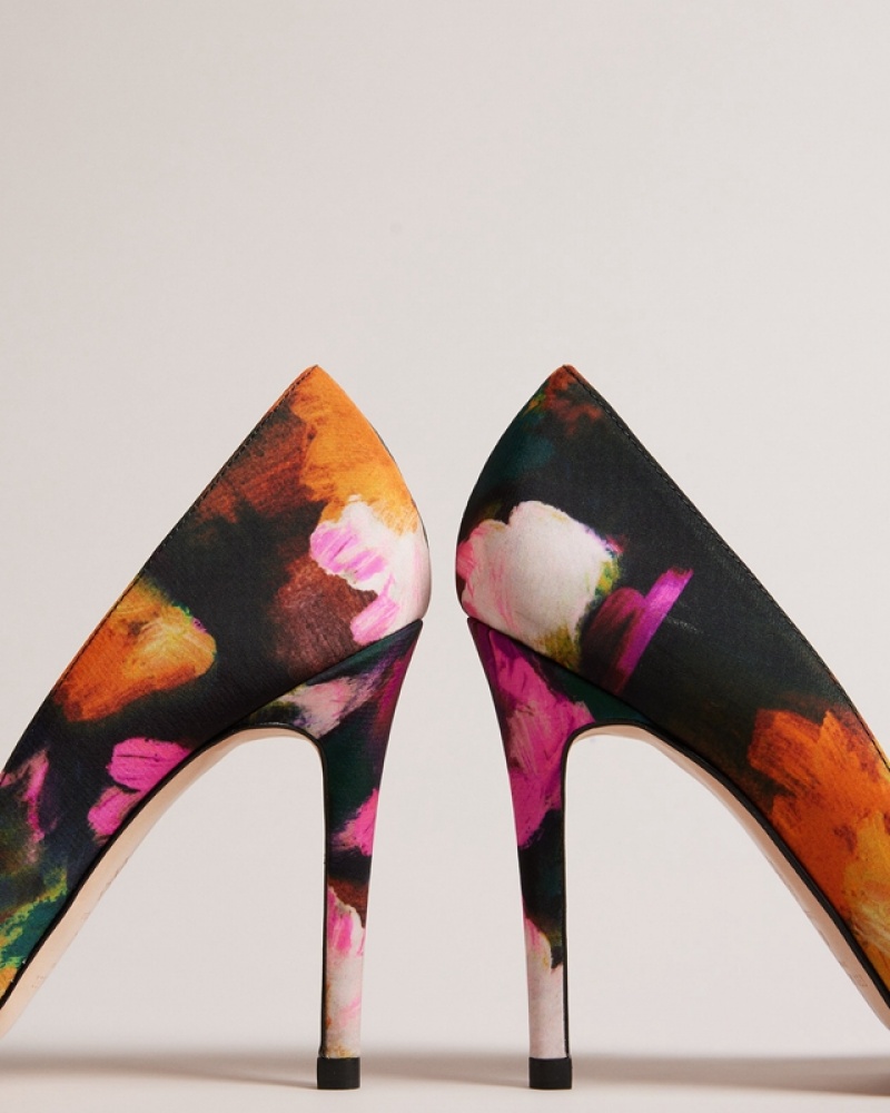 Black Ted Baker Ryoh Art Print 100mm Bow Women's Heels | 903481-RTE