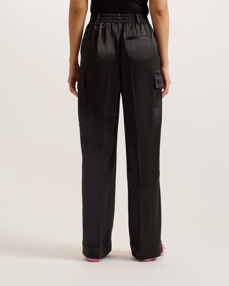 Black Ted Baker Simeta Wide Leg Cargo Women's Pants | 306497-ZMQ