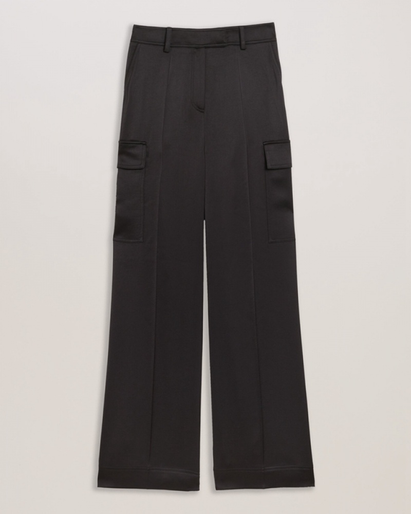 Black Ted Baker Simeta Wide Leg Cargo Women's Pants | 306497-ZMQ