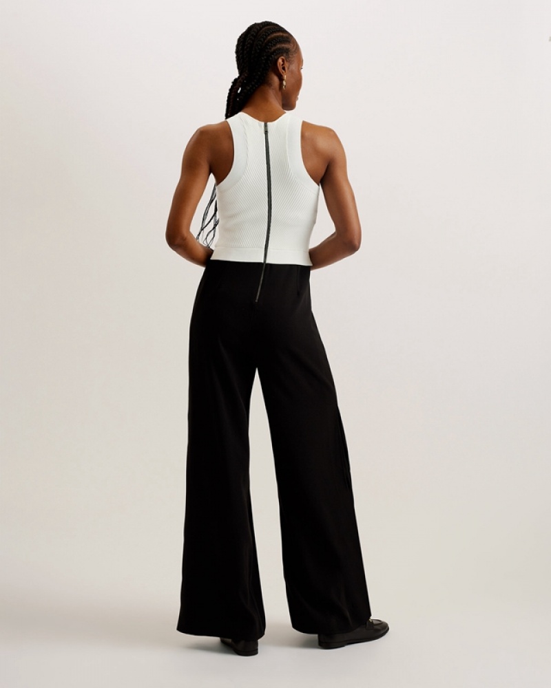 Black Ted Baker Toveli Racer Back Mockable Women's Jumpsuit | 680145-CDO