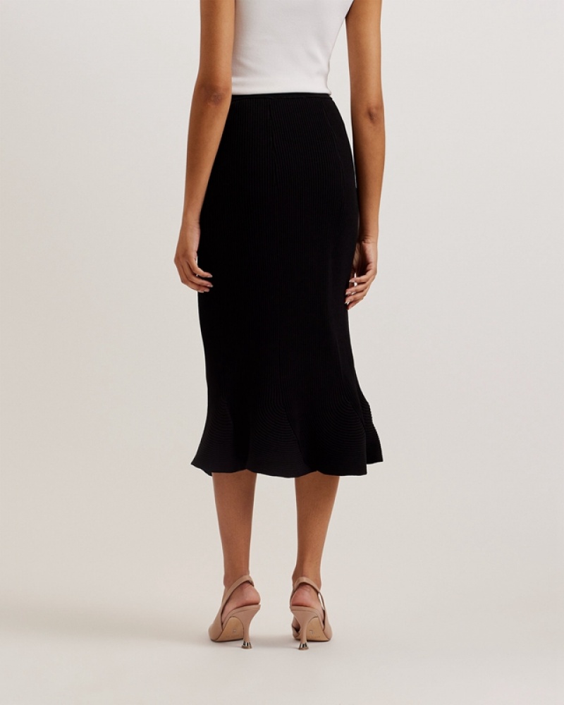 Black Ted Baker Velenaa Rib Engineered Knit Women's Skirts | 052487-OCT