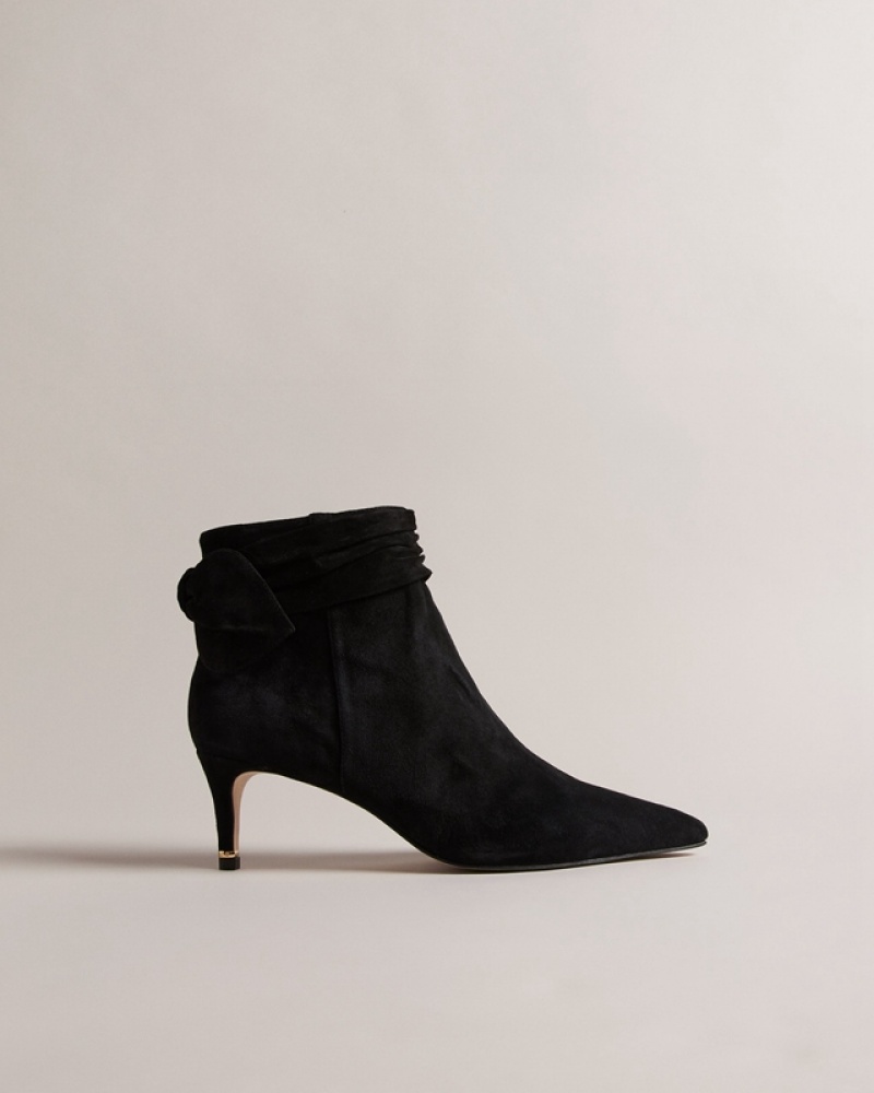 Black Ted Baker Yona Suede Bow Detail Women's Ankle Boots | 429850-NPO