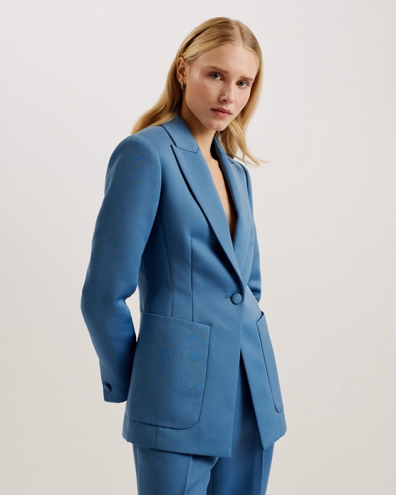 Blue Ted Baker Akenij Single Breasted Tailored Women\'s Blazers | 285019-PMH