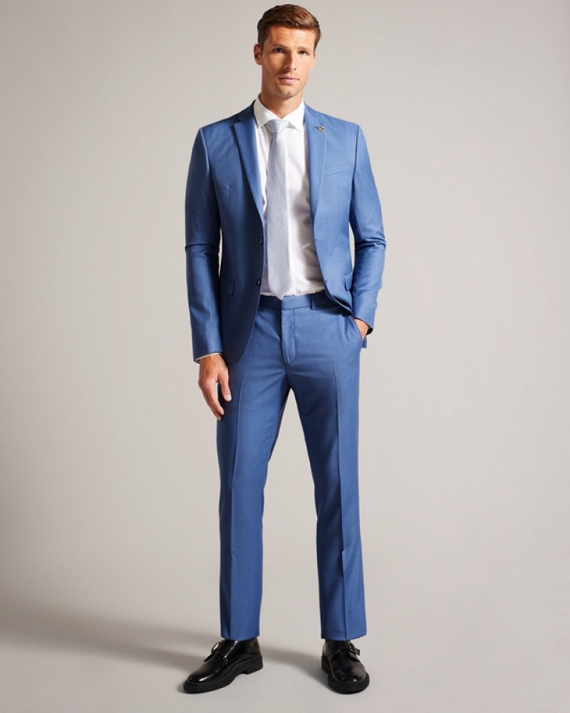 Blue Ted Baker Dorsets Smoke Blue Pick Men\'s Suit | 154326-QOW