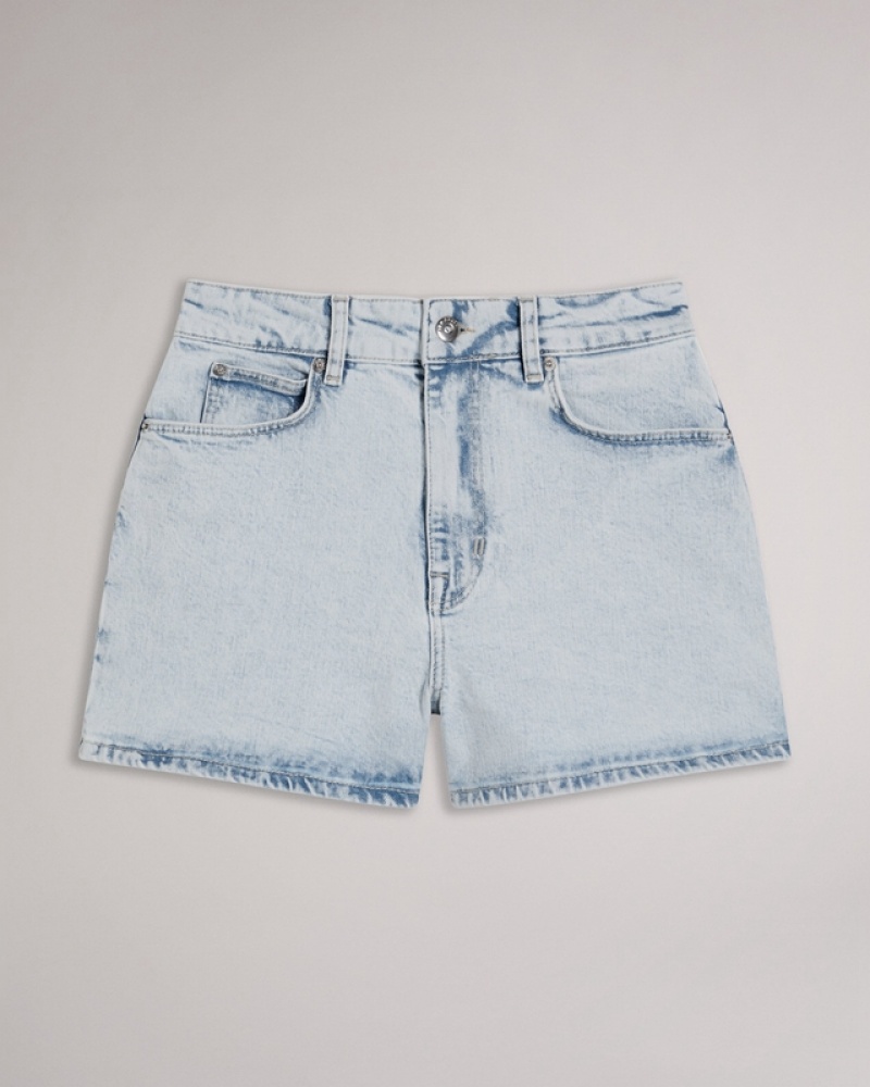 Blue Ted Baker Gianahh High Rise Denim Women's Shorts | 140598-VHS