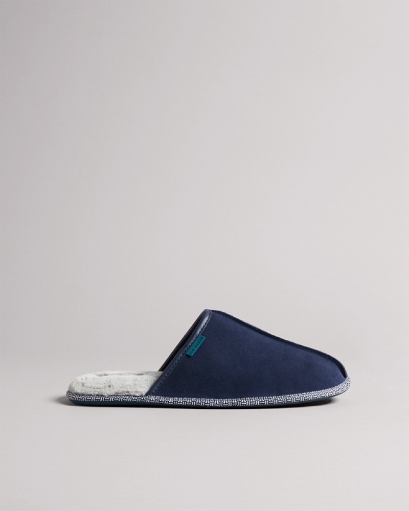 Blue Ted Baker Peterr Suede Mule Men\'s Slides | 348765-RZV