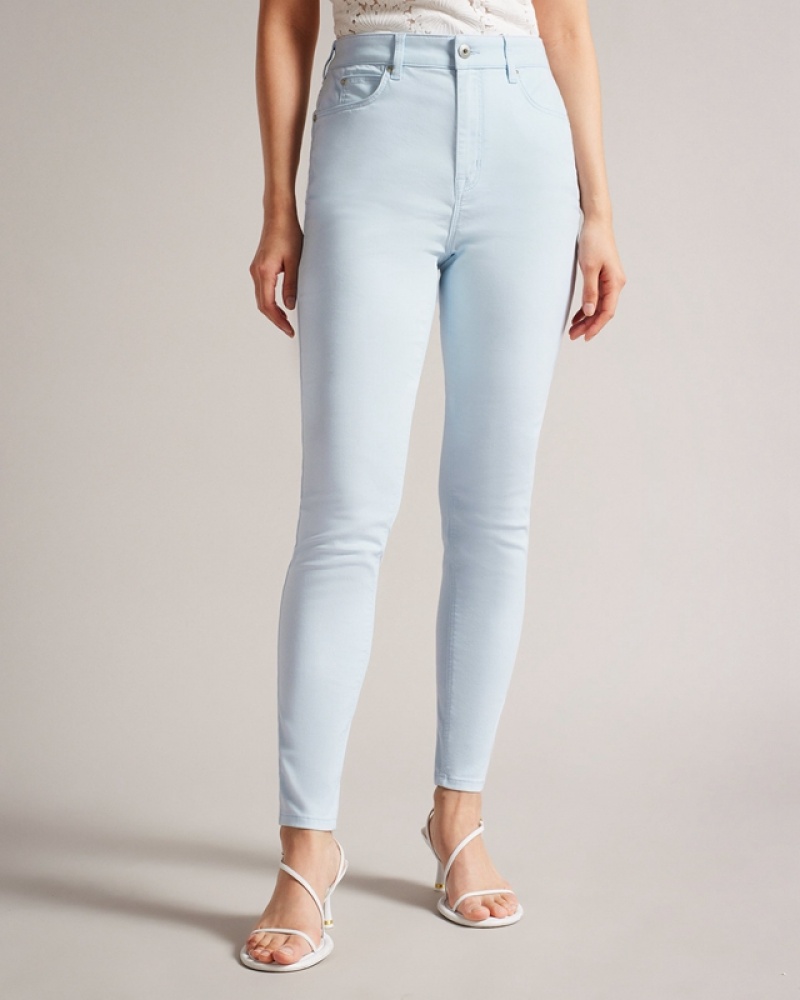 Blue Ted Baker Sophaa Skinny Leg Sateen Denim Women's Jeans | 095473-AHL